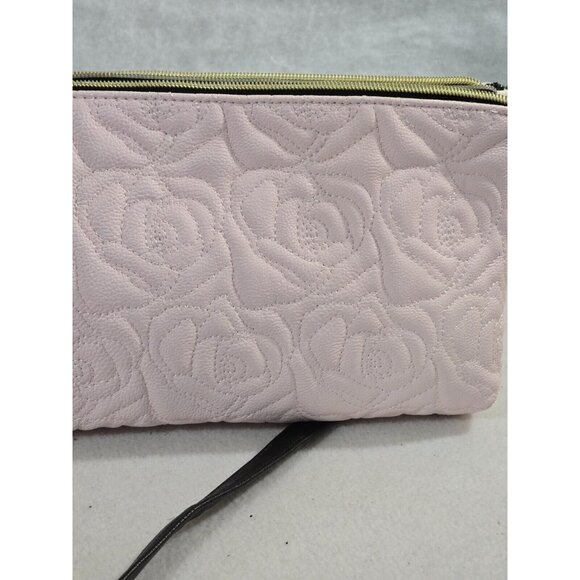 Betsey Johnson Women's Blush Bone Double Zip Bag Tasseled‎ Quilted Floral NEW - Picture 5 of 10